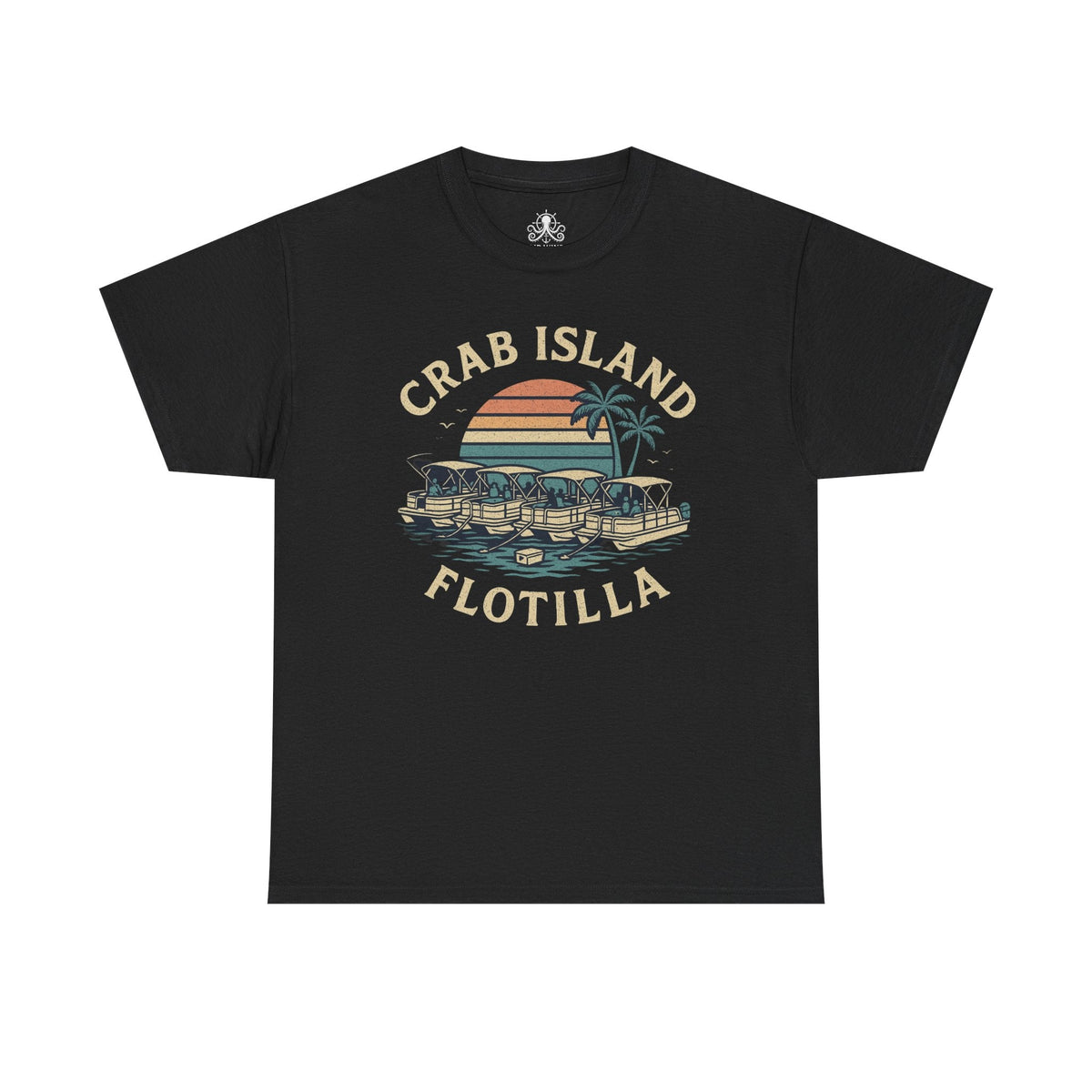 Crab Island Flotilla Florida Unisex Heavy Cotton Tee, Beach Vibe Shirt, Vacation Outfit, Summer Party Top, Gift for Water Lovers - Fair Winds Clothing