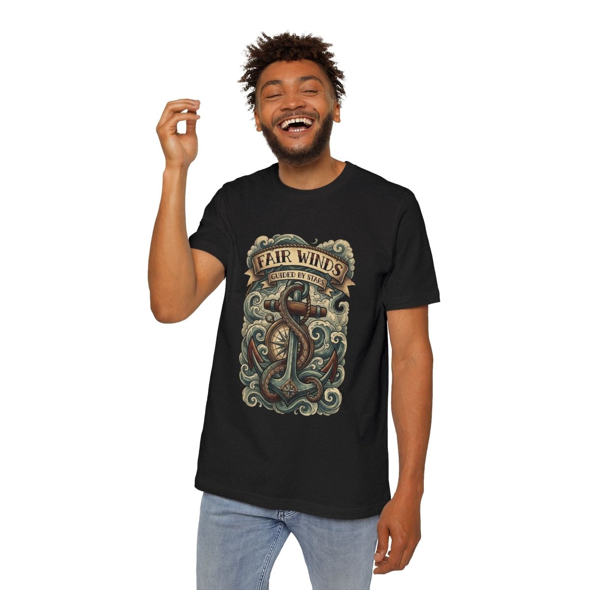 Fair Winds Guided by Stars T-Shirt — Nautical USA - Made Short Sleeve - Fair Winds Clothing