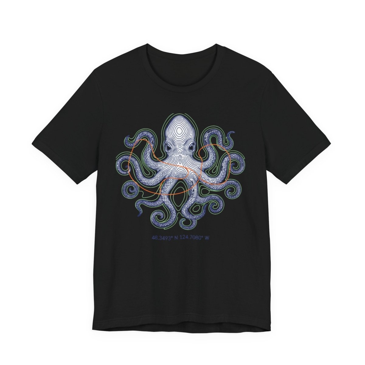 Octopus Topographic Tee | contour line design, topo map apparel - Fair Winds Clothing