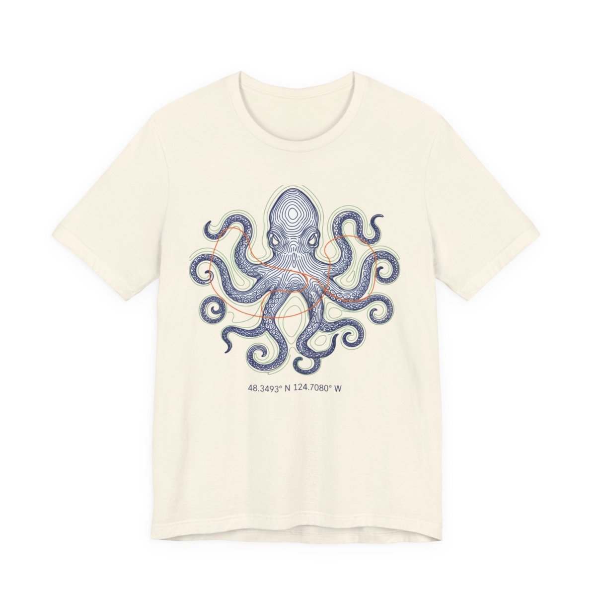 Octopus Topographic Tee | contour line design, topo map apparel - Fair Winds Clothing
