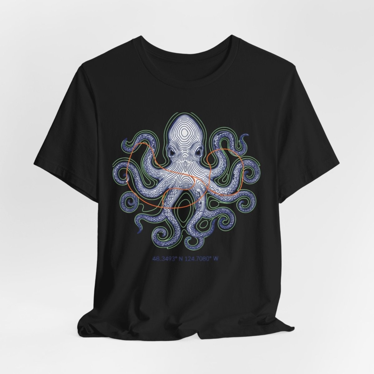 Octopus Topographic Tee | contour line design, topo map apparel - Fair Winds Clothing