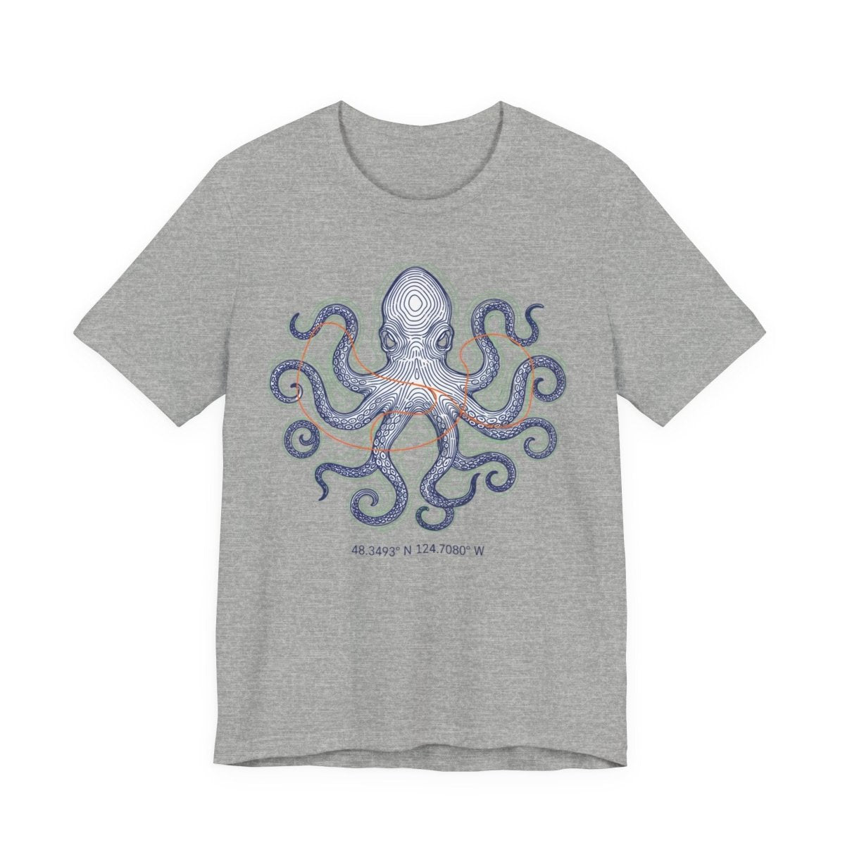 Octopus Topographic Tee | contour line design, topo map apparel - Fair Winds Clothing