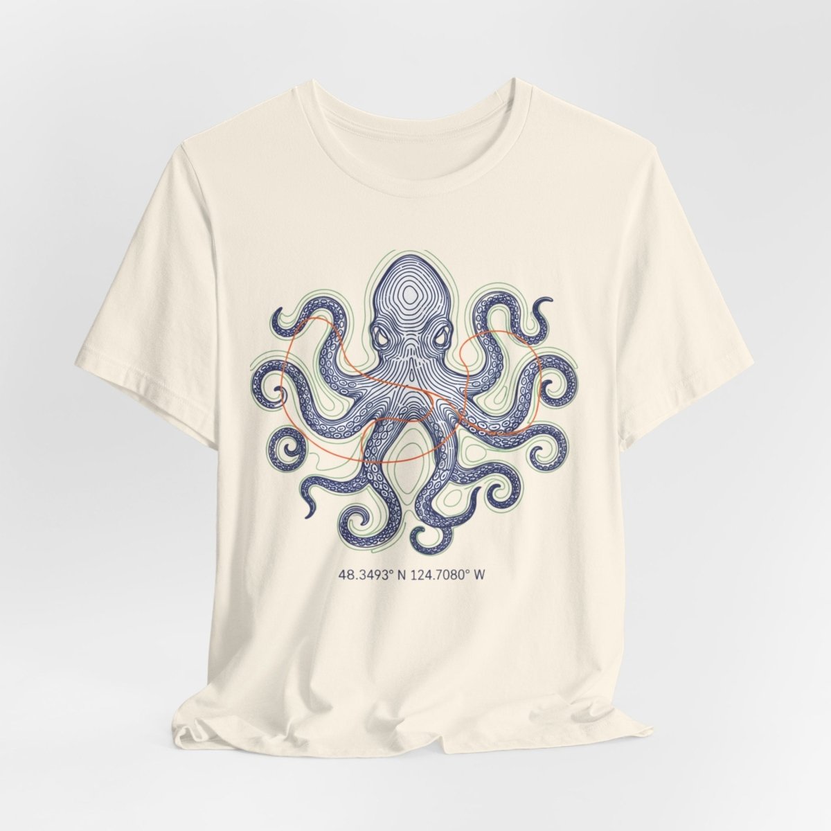 Octopus Topographic Tee | contour line design, topo map apparel - Fair Winds Clothing