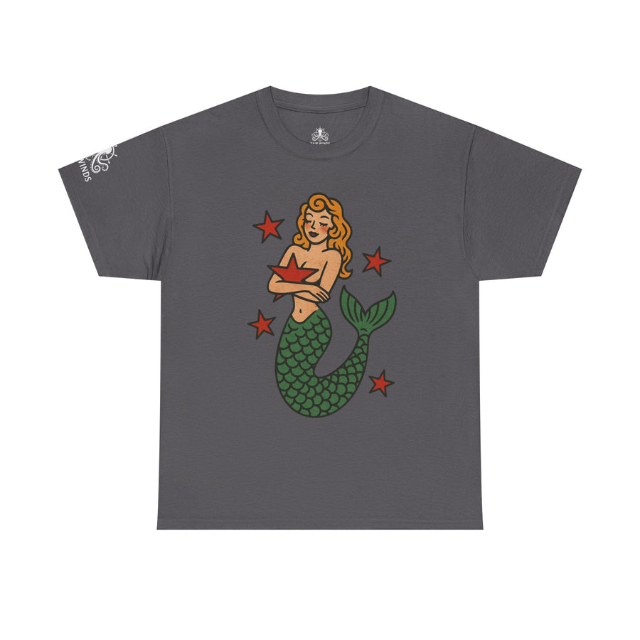 Vintage Mermaid Sailor Tattoo T-Shirt – Traditional Nautical Tee