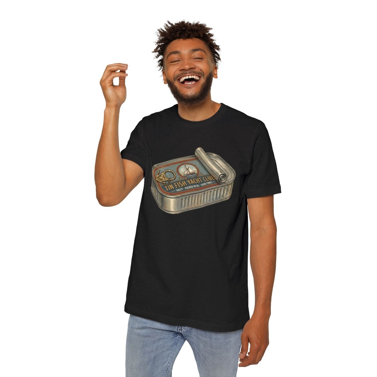 Tin Fish Yacht Club T-Shirt — Vintage Sardine Can Nautical Graphic - Fair Winds Clothing