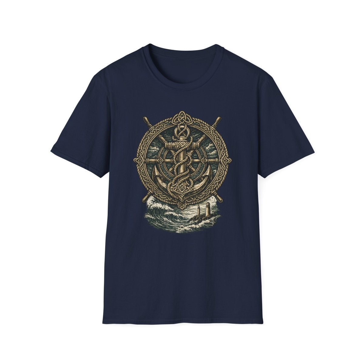 Viking Serpent Shield T-Shirt — Norse Jörmungandr Wave Graphic Tee - Fair Winds Clothing