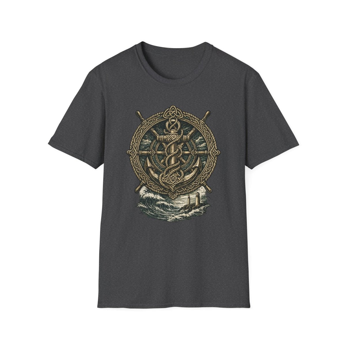 Viking Serpent Shield T-Shirt — Norse Jörmungandr Wave Graphic Tee - Fair Winds Clothing