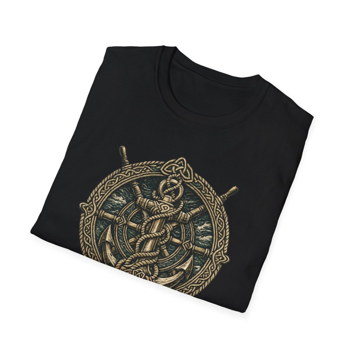 Viking Serpent Shield T-Shirt — Norse Jörmungandr Wave Graphic Tee - Fair Winds Clothing